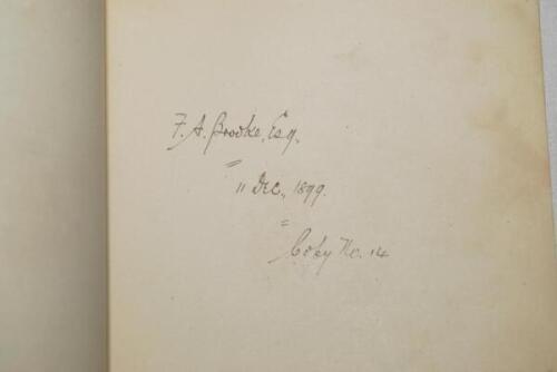 ‘Feats, Facts, and Figures of 1899’. F.S. Ashley-Cooper. Published for private circulation by Merritt & Hatcher, London 1899. First year of issue, of which only twenty copies were produced. 51pp. Original pale blue paper wrappers with replacement spine. P