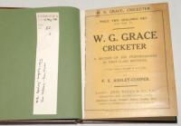 ‘W.G. Grace. Cricketer. A record of his performances in first-class matches’. F.S. Ashley-Cooper. London 1916. Rebound in modern brown leather, with original wrappers preserved and laid to stiffened boards. Ownership name of C.I.S. Wallace and bookplate o