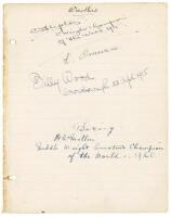 Boxing and Wrestling. Ruled page nicely signed in ink by the boxer, Harry Mallin, British Amateur middleweight champion 1919-1923, world champion 1920-1928, and Olympic gold medalist in 1920 and 1924. He remains the only male boxer to successfully defend 