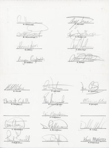 Rugby union. ‘Scottish Rugby Union Squad’ 1995 & 1998. Two folding cards, one signed to the inside in pencil by twenty one players for the match v Canada at Murrayfield, 21st January 1995, the other in ink by sixteen players for the match v Ireland in Dub