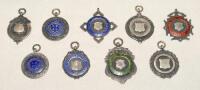 South London Football medals 1930s. A collection of nine hallmarked silver football medals, the majority with enamel decoration, awarded to the vendor’s father, Harold Newman. ‘Pezarro Football Trophy HAC Peckham Winners 1936-7’. ‘Prem. Div. Winners 1934-