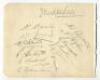 Blackburn Rovers 1934-1935. Double album page signed in pencil by thirteen members of the playing staff. Signatures are Milne, Cowell, Christie, Talbot, Beattie, Whiteside, Crook, Gorman, McLean, Bruton, Turner, Halsall and Dunne. To the verso are twelve - 2