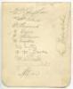 Leicester City 1935-1936. Album page signed in pencil by twelve members of the playing staff. Signatures are O’Callaghan, Ritchie, Heywood, Dewis, Sharman, Liddle, Smith, Mclaren, Wood, Carroll and Maw. Good condition