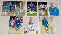 Chelsea F.C. signed photographs 1990s-2000s. Eight original colour press photographs of Chelsea players, each signed by the featured player. Signatures are Zola, Vialli, Babayaro, Petrescu, Le Saux, Poyet, de Goey, and Leboeuf. All 10”x8”. VG