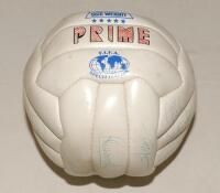 England 1991. FIFA ‘Prime’ football nicely signed by eighteen members of the England squad who played Turkey on the 1st May 1991. Signatures include Gary Lineker, Lee Dixon, John Barnes, Des Walker, Nigel Clough, Alan Smith, Chris Woods, Denis Wise, Graha