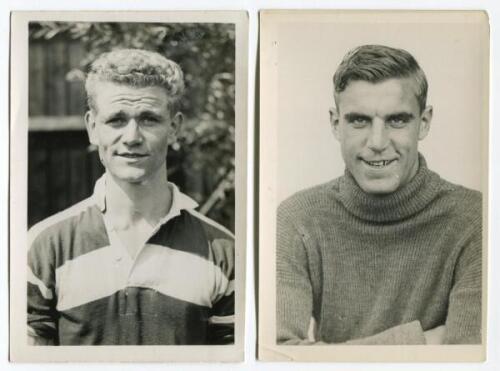 John Acquroff. Tottenham Hotspur 1945/46 and T. Wall. Tottenham Hotspur. Two mono real photographs of the two players, both head and shoulders wearing jersey and shirt. Players name typed to verso of each photograph. Photographs by City Press, with stamp 