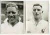 Almeric George Hall. Tottenham Hotspur 1934-1936 and George William Hall. Tottenham Hotspur 1932-1945. Two mono real photographs of the two players, head and shoulders in Tottenham shirts. Players name typed to verso of each photograph. Photographs by Bar