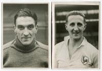 Richard William Morris Rowley. Tottenham Hotspur 1929-1932 and Frederick Archibald Burgon. Tottenham Hotspur 1934. Two mono real photographs of the two players, head and shoulders in Tottenham shirts. Players name typed to verso of each photograph. Photog