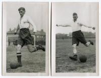 George William Greenfield 1931-1934 and Thomas Meads. Tottenham Hotspur 1929-1935. Two mono real photographs of the two players, action images of the players in Spurs attire. Players name typed to verso of each photograph. Photographs by Daily Express, wi