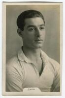 James Andrew Banks. Tottenham Hotspur 1913-1923. Early sepia real photograph postcard of Banks, head and shoulders, in Spurs shirt. Name printed to lower border. Jones Bros, Tottenham stamp to verso. Good/very good condition