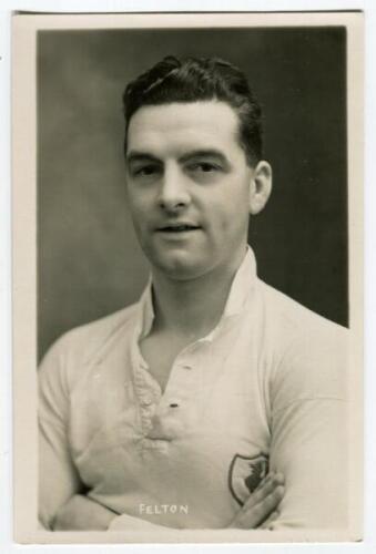 William Felton. Tottenham Hotspur 1932-1934. Mono real photograph postcard of Felton, half length, in Spurs shirt. Name to lower border. W.J. Crawford of Edmonton. Very good condition Postally unused