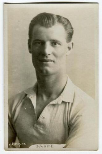 Sidney Ernest White. Tottenham Hotspur 1923-1926. Mono real photograph postcard of White, half length, in Spurs shirt. Name printed to lower border. W.J. Crawford of Edmonton. Good/very good condition Postally unused