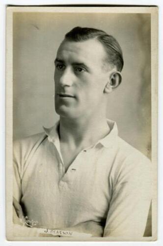 John Pearson. Tottenham Hotspur 1914-1923. Mono real photograph postcard of Pearson, head and shoulders, in Spurs shirt. Name printed to lower border. W.J. Crawford of Edmonton. Good/very good condition Postally unused