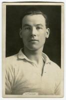 Robert James McDonald. Tottenham Hotspur 1919-1924. Mono real photograph postcard of McDonald, head and shoulders, in Spurs shirt. Name printed to lower border. W.J. Crawford of Edmonton. Good/very good condition Postally unused