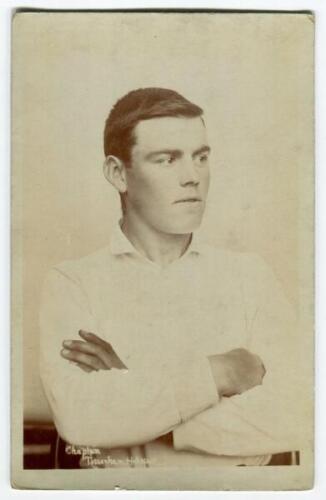 John Fowler Chaplin. Tottenham Hotspur 1906-1908. Early sepia real photograph postcard of Chaplin, half length, in Spurs attire. Title to lower border ‘J. Chaplin. Tottenham Hotspurs’. Jones Bros, Tottenham. Good/very good condition