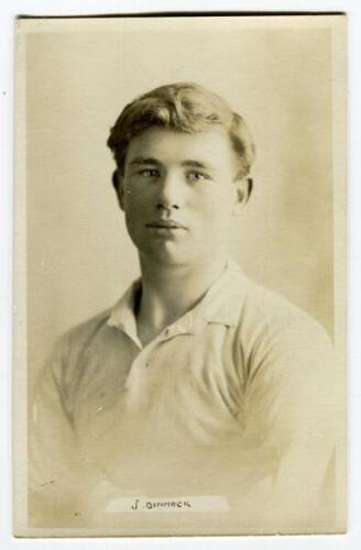 James Henry Dimmock. Tottenham Hotspur 1919-1930. Early sepia real photograph postcard of Dimmock, head and shoulders, in Spurs shirt. Name printed to lower border. Jones Bros, Tottenham. Good/very good condition