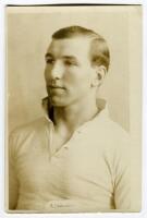 Arthur Grimsdell. Tottenham Hotspur 1912-1929. Early sepia real photograph postcard of Grimsdell, head and shoulders, in Spurs shirt. Name printed to lower border. Jones Bros, Tottenham stamp to verso. Good/very good condition