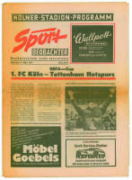 F.C. Koln v Tottenham Hotspur 1973/74. Official newspaper issue away programme for the UEFA Cup, Quarter-Final played in Cologne on the 6th March 1974. Some browning to pages otherwise in good condition