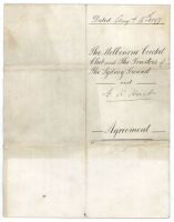 George Herbert Hirst. Yorkshire & England 1891-1929. A.E. Stoddart’s tour to Australia 1897/88. Original early contract between ‘The Melbourne Cricket Club and The Trustees of The Sydney Ground and G.H. Hirst’, dated 16th 1897. 