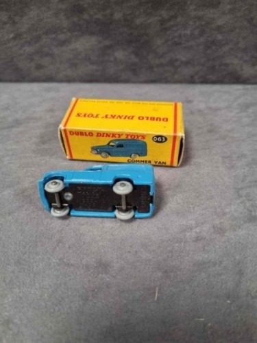 Dublo Dinky diecast #063 Commer van in blue in excellent box (one tab disconnected)