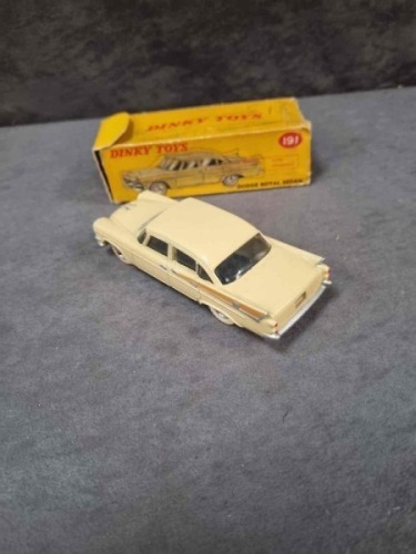 Dinky Toys diecast #191 Dodge Royal Sedan in cream in box (Missing 3 tabs annd one flap)