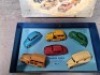 Dinky Gift Set 3 Passenger Car Set Contains No.27F Estate Car - Two Tone Brown Body, Beige Ridged Hubs, No.30H Daimler Ambulance - Cream, Red Crosses And Ridged Hubs, No.40E Standard Vanguard - Mid Blue, Beige Ridged Hubs, No.40H Austin Taxi - Yellow Body - 3