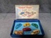 Dinky Gift Set 3 Passenger Car Set Contains No.27F Estate Car - Two Tone Brown Body, Beige Ridged Hubs, No.30H Daimler Ambulance - Cream, Red Crosses And Ridged Hubs, No.40E Standard Vanguard - Mid Blue, Beige Ridged Hubs, No.40H Austin Taxi - Yellow Body - 4