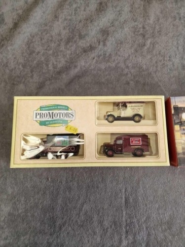 2x diecast Lledo 3 vehicle set 1x Sainsburys branding & 1x British Railways Set