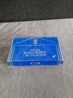 Lledo diecast vintage Rolls Royce Car selection consisting of Silver Ghost, Playboy & Pantom II mounted on wooden plinth in box