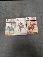 3x Airfix model Kits 54mm in boxes, comprising of; #02551-9 British 10th Hussar 1815, #02557-7 Bengel Lancer and #02558-0 Cavalier Roundhead 1642