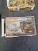 4x Matchbox boxed Model Kits 1/76 scale, comprising of; #PK402 Wellington Mk. X, #PK173 L.RlD.G 30 cwt Chevrolet Willys Jeep, #PK175 Montys Caravan and PK172 Morris C.8. MkII - 2