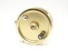 A Fin-Nor No.3 salt-water fly reel, right hand wind, gold anodised finish, solid drum with counter-balanced handle and milled spindle mounted tension nut, alloy foot, single piece cage, little used condition