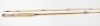 A good S. Woolley "Wasp" 2 piece cane brook trout fly rod, 6'8",#4/5, crimson silk wraps, sliding nickel silver reel fitting, suction joint, little used condition, in bag