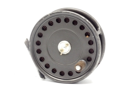 A Hardy St John 3 ?" light salmon fly reel, ebonite handle, alloy foot, two screw drum latch, milled rim tension screw and Mk.II check mechanism (lacking spare pawl), light wear to enamel finish from normal use, in cream card box, 1950's