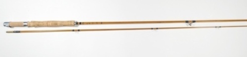 A good Constable "Wallop Brook" 2 piece cane trout fly rods, 8'2, #5/6, black silk wraps, sliding alloy reel fitting, staggered ferrule, suction joint, light use only, in bag