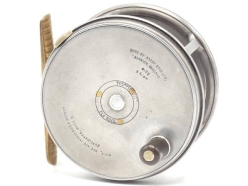 A Hardy Perfect 3 ¾" salmon fly reel, ebonite handle, ribbed brass foot, milled rim tension screw and Mk.II check mechanism, drum with nickel silver locking nut, faceplate stamped make and model details, wear to finish from normal use, circa 1930