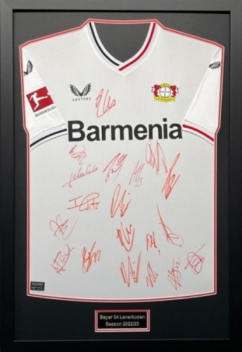 Bayer Leverkusen Multi Signed And Framed Shirt Certificate of Authenticity
