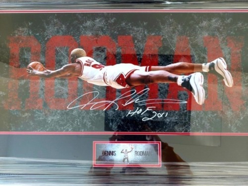 Dennis Rodman Signed And Framed Basketball Display Certificate of Authenticity