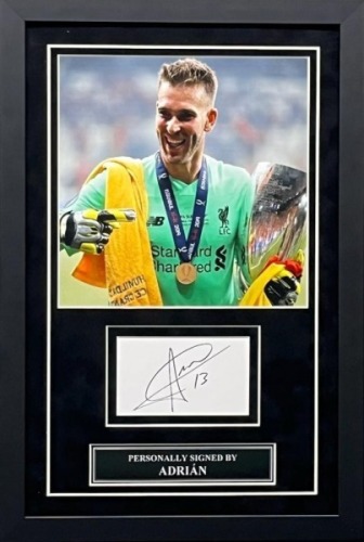 Adrian Signed And Framed Liverpool Fc Display Certificate of Authenticity