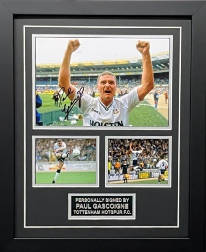 Paul Gascoigne Signed And Framed Tottenham Hotspur Display Certificate of Authenticity