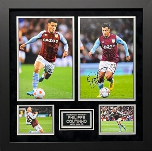 Philippe Coutinho Signed And Framed Aston Villa Display Certificate of Authenticity