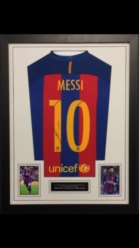 Lionel Messi Signed And Framed Barcelona Shirt Coa