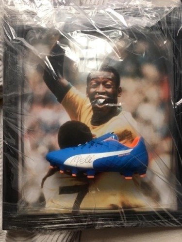 Pele Signed And Framed Boot Coa