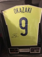 Shinji Okazaki Signed And Framed Japan Away Shirt Coa