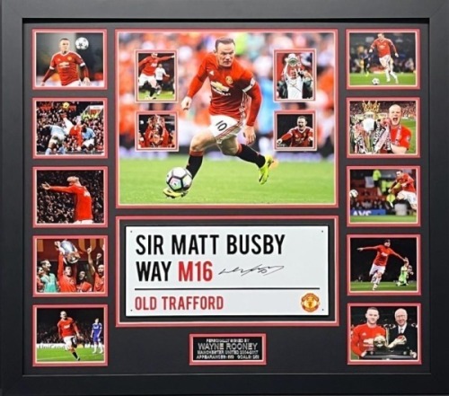 Wayne Rooney Signed And Framed Manchester United Street Sign Coa