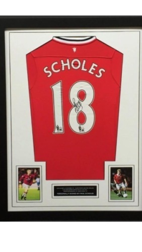 Paul Scholes Signed And Framed Manchester United Shirt Coa