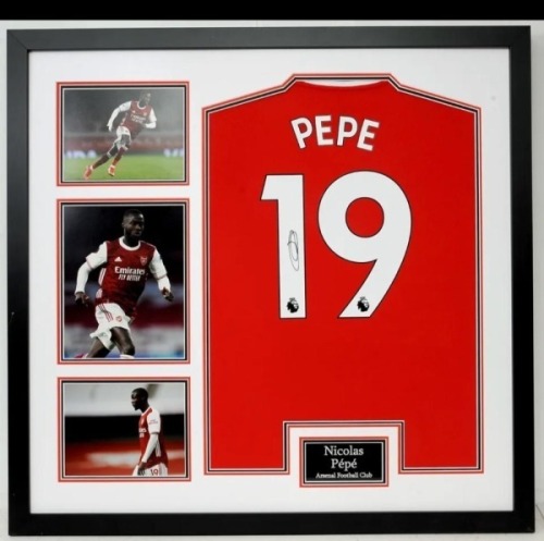 Nicolas Pepe Signed And Framed Arsenal Fc Shirt Coa