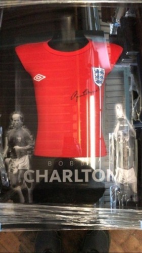 Bobby Charlton Signed And 3D Framed England Shirt Coa