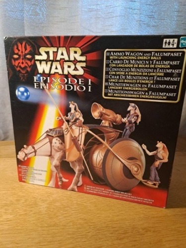 Star Wars Episode 1 Ammo Wagon And Falumpaset With Launching Energy Balls, Contents: 1 Vehicle, 1 Falumpaset, 1 Stationary Figure And 2 Energy Balls. Hasbro #84025