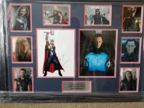 Chris Hemsworth And Tom Hiddleston Sogned And Framed Display Certificate of Aucthenticity